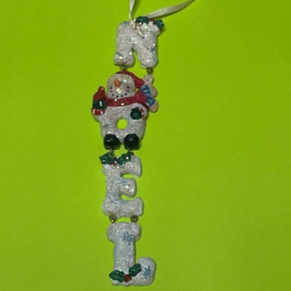 Santa NOEL Resin Christmas Ornament Cardinal Holly & Berries 6.5" Long